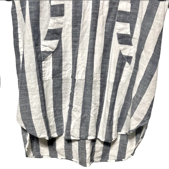 BLUE ISLAND Beach Swim Coverup Tunic Nautical Stripe Lace Up Hoodie Medium - Picture 7 of 14